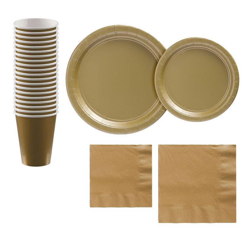 Gold Paper Tableware Kit for 20 Guests